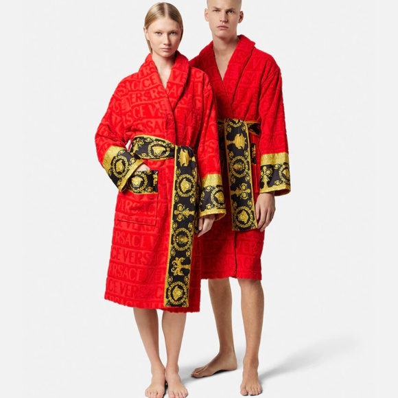 Versace red Baroque bathrobe small